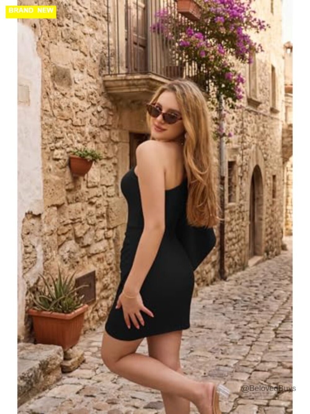 Sexy One Shoulder Ruffle Bodycon Ruched Mini Dress - Picture 6 of 7